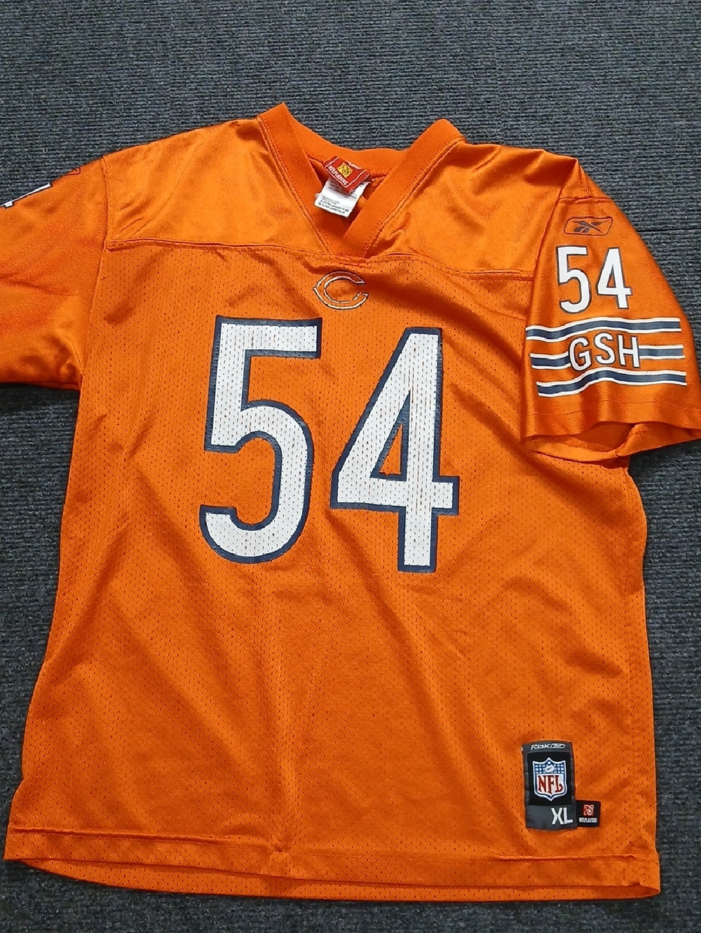Vtg Reebok Orange Chicago Bears #54 NFL Jersey Youth XL